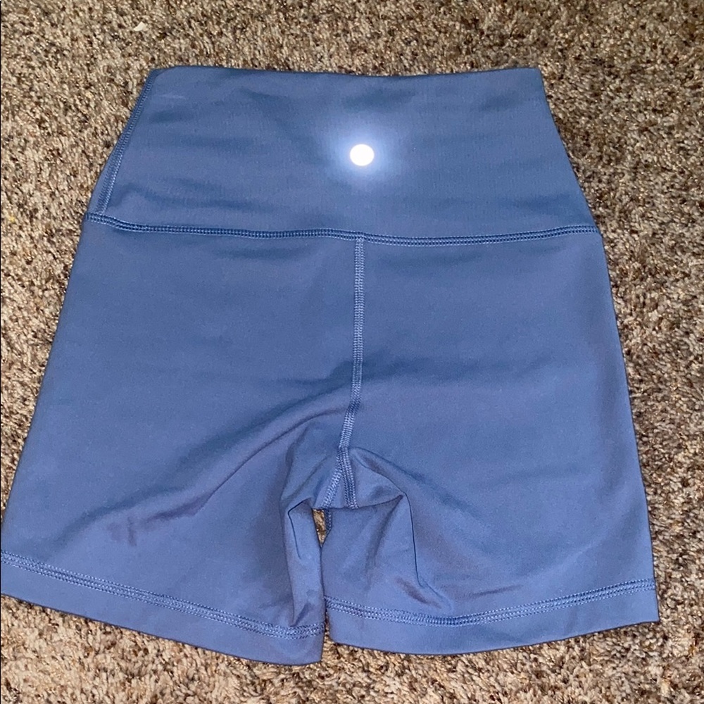 Blue Women's High-Waisted Shorts - Picture 3 of 3